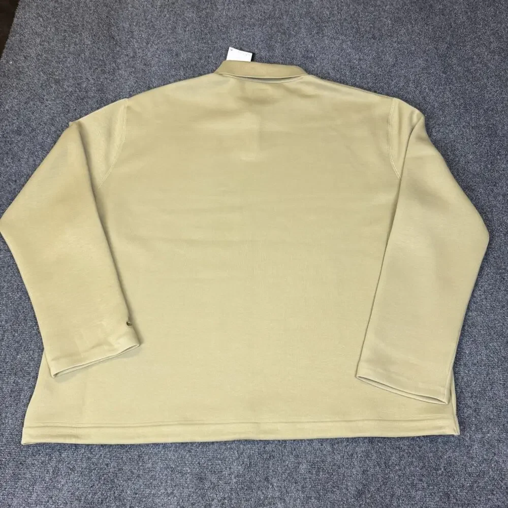 Nike Tech Fleece Reimagined Polo Mens Medium Tall‎ Long Sleeve Olive FZ7570-276